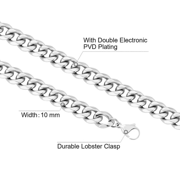 ✨Oliver 18K White Gold Curb Cuban Chain 10mm Bracelet 7.5” - Picture 5 of 9